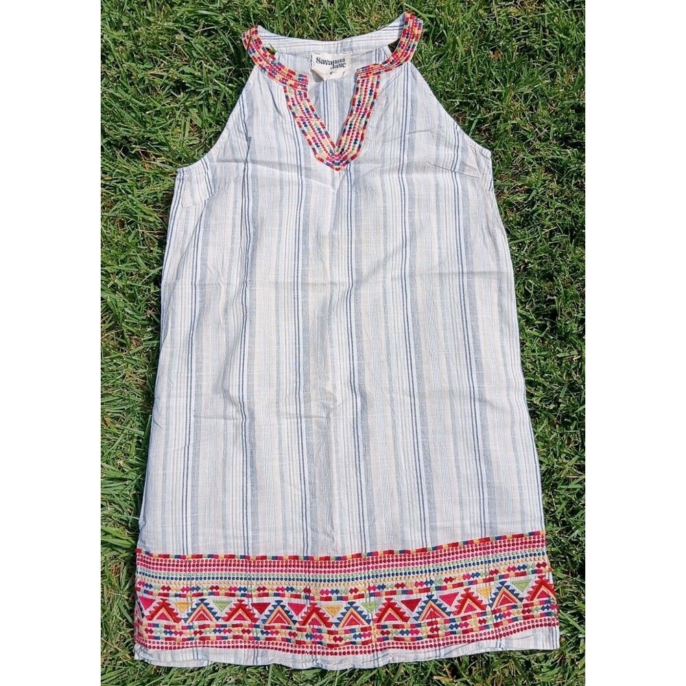 Savanna Jane Boho Embroidered Mini Dress Medium Coastal Cowgirl Festival